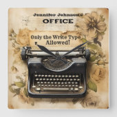 フローラおもしろいヴィンテージタイプライター壁時計 スクエア壁時計 (正面)