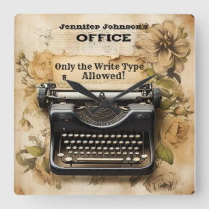 フローラおもしろいヴィンテージタイプライター壁時計 スクエア壁時計