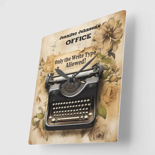 フローラおもしろいヴィンテージタイプライター壁時計 スクエア壁時計 (傾斜)