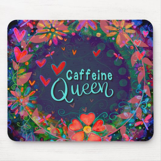 フローラおもしろい陽気カフェイン女王引用文 マウスパッド (正面)
