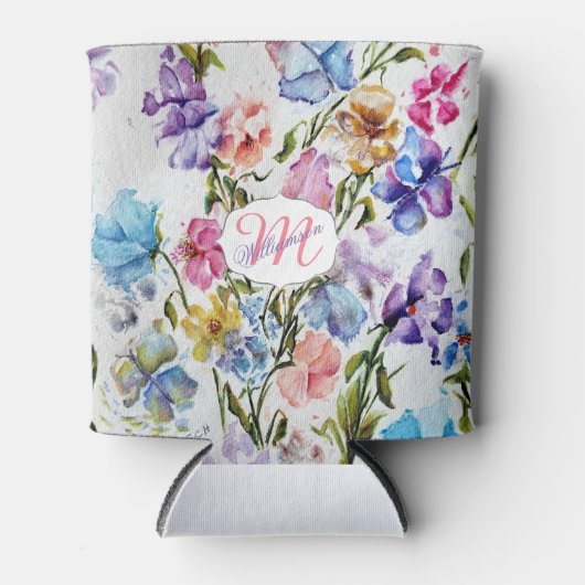 フローラお洒落と蝶 缶クーラー (正面)