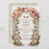 フローラお洒落アーチ結婚式招待状(鳥付) 招待状 (正面/裏面)