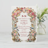 フローラお洒落アーチ結婚式招待状(鳥付) 招待状 (スタンド正面)