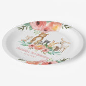 フローラお洒落ウッドランド動物誕生日ガール ペーパープレート (アングル)