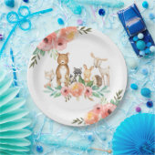 フローラお洒落ウッドランド動物誕生日ベビー  ペーパープレート (パーティー)