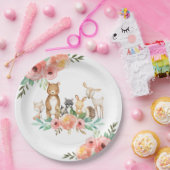 フローラお洒落ウッドランド動物誕生日ベビー  ペーパープレート (パーティー)