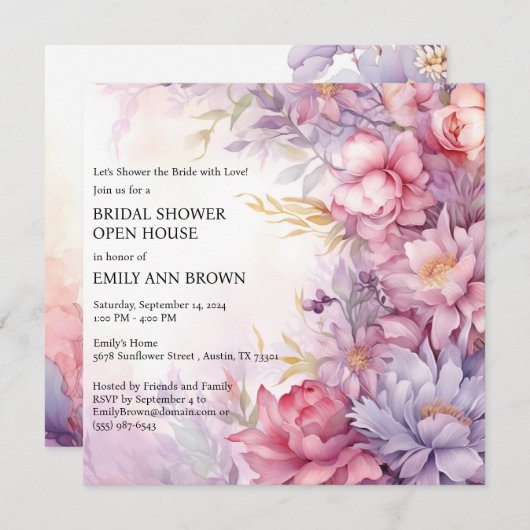 フローラお洒落オープンハウスブライダルシャワー 招待状 (正面/裏面)