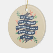 フローラお洒落クリスマスバナーフォトホリデー セラミックオーナメント (左)