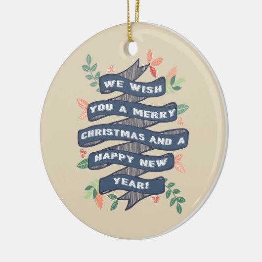 フローラお洒落クリスマスバナーフォトホリデー セラミックオーナメント (左)
