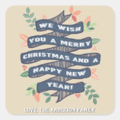 フローラお洒落クリスマスバナーホリデー スクエアシール (正面)