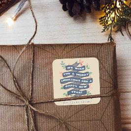 フローラお洒落クリスマスバナーホリデー スクエアシール