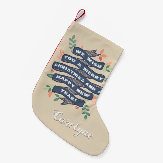 フローラお洒落クリスマスバナーホリデー スモールクリスマスストッキング (正面 (吊り時))