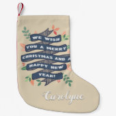 フローラお洒落クリスマスバナーホリデー スモールクリスマスストッキング (正面)