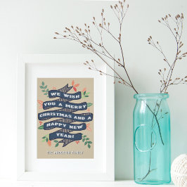 フローラお洒落クリスマスバナーホリデー ポスター