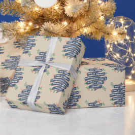 フローラお洒落クリスマスバナーホリデー ラッピングペーパー