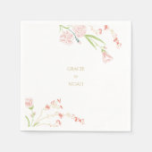 フローラお洒落コーラルピンク&クリームフローラ スタンダードカクテルナプキン (正面)