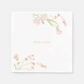 フローラお洒落コーラルピンク&クリームフローラ スタンダードカクテルナプキン (正面)