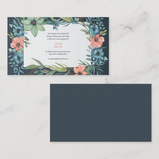 フローラお洒落サーモンブルーグリーン結婚ズ エンクロージャーカード (正面/裏面)