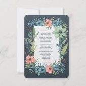 フローラお洒落サーモンブルーグリーン結婚ズ サンキューカード (正面)