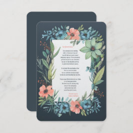 フローラお洒落サーモンブルーグリーン結婚ズ サンキューカード