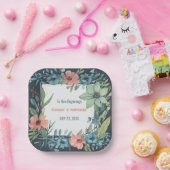 フローラお洒落サーモンブルーグリーン結婚ズ ペーパープレート (パーティー)