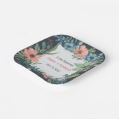 フローラお洒落サーモンブルーグリーン結婚ズ ペーパープレート (傾斜あり)