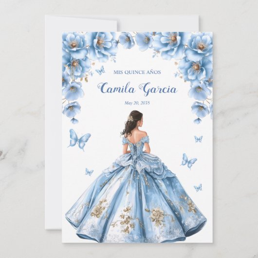 フローラお洒落ダスティブルーティアラキンセアニラ 招待状 (裏面)