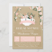 フローラお洒落ティーカップブライダルシャワー 招待状 (正面)