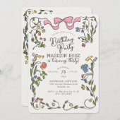 フローラお洒落ドードルバースデーパーティー招待状 (正面/裏面)