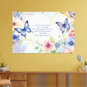 フローラお洒落バタフライアートタイムレス美しい キャンバスプリント (インサイチュ (リビング))