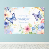 フローラお洒落バタフライアートタイムレス美しい キャンバスプリント (インサイチュ (ウッドフロア))