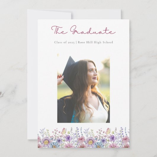 フローラお洒落バタフライ卒業パーティー写真 招待状 (裏面)