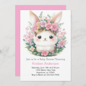フローラお洒落バニーガールベビーシャワー 招待状 (正面/裏面)