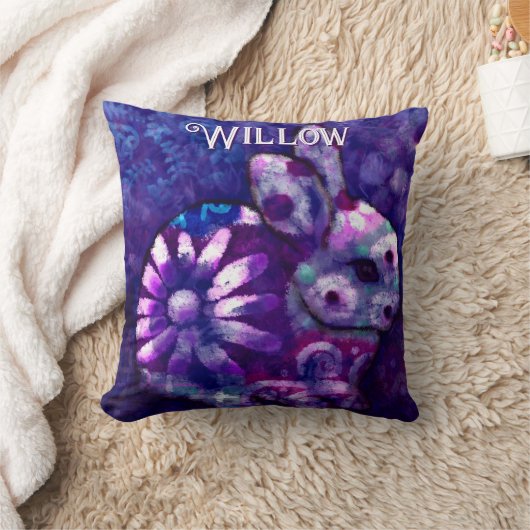 フローラお洒落バニーラバパーソナライズされたス クッション (ブランケット)