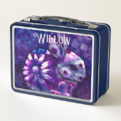 フローラお洒落バニーラバパーソナライズされたス メタルランチボックス (裏面)