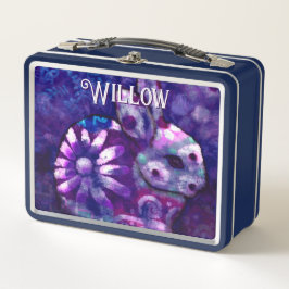 フローラお洒落バニーラバパーソナライズされたス メタルランチボックス