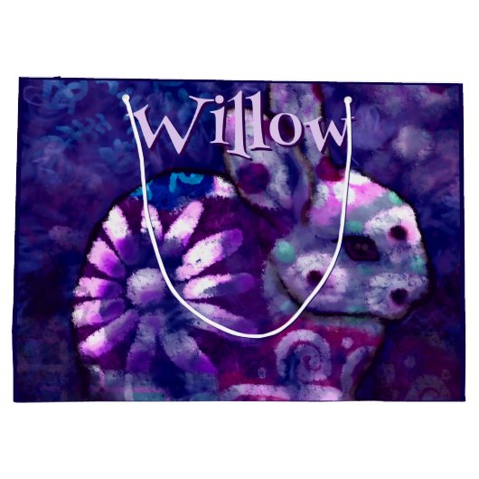 フローラお洒落バニーラバパーソナライズされたス ラージペーパーバッグ (裏面)