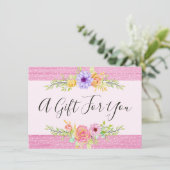 フローラお洒落バラピンクギフト証明書カード 招待状 (スタンド正面)