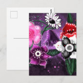 フローラお洒落パープルブラックピンクデイジーダッフォディル ポストカード (正面/裏面)