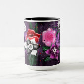 フローラお洒落パープルブラックピンクデイジーダッフォディル マグカップ (中央)