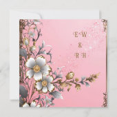 フローラお洒落ピンクロマンス結婚式招待状 セーブザデート (裏面)