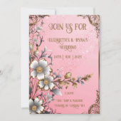 フローラお洒落ピンクロマンス結婚式招待状 招待状 (正面)