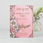フローラお洒落ピンクロマンス結婚式招待状 招待状 (スタンド正面)