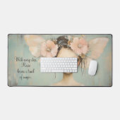 フローラお洒落フェアリー蝶ウィング名前をカスタムする デスクマット (キーボード&マウス)