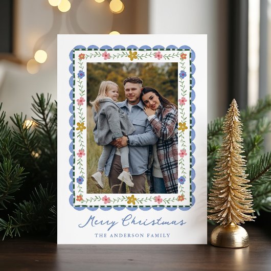 フローラお洒落フォークアートScallopedフレームフォト シーズンカード