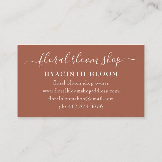 フローラお洒落ブーケテラコッタ 名刺 (裏面)
