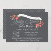 フローラお洒落ベビーシャワー招待状、ロージー 招待状 (正面/裏面)