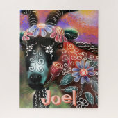 フローラお洒落ヤギ農園パーソナライズされた動物 ジグソーパズル (縦)