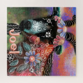 フローラお洒落ヤギ農園パーソナライズされた動物 ジグソーパズル (横)