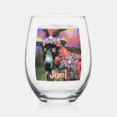フローラお洒落ヤギ農園パーソナライズされた動物 ステムなしワイングラス (正面)